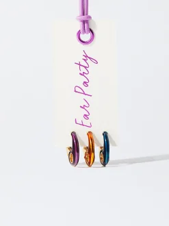 PARFOIS Conjunto De Aros Con Esmalte Multicor Best Sale