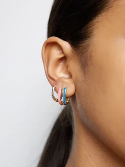 PARFOIS Conjunto De Aros Dorados Con Esmalte Multicor Clearance