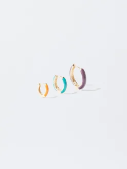 PARFOIS Conjunto De Aros Esmalte Multicor Flash Sale