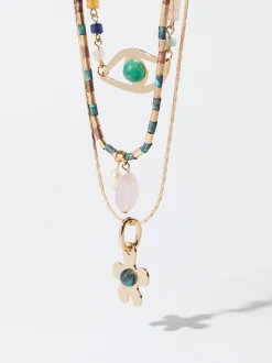 PARFOIS Conjunto De Collares Con Piedra Y Perla Multicor Outlet