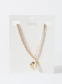 PARFOIS Conjunto De Collares Con Medall&oacute;n Y Perlas Blanco Flash Sale