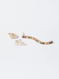 PARFOIS Conjunto De Pendientes Con Circonitas Multicor Outlet