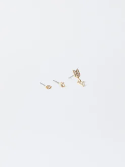 PARFOIS Conjunto De Pendientes Con Circonitas Dorado Discount