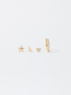 PARFOIS Conjunto De Pendientes Con Circonitas Dorado Best