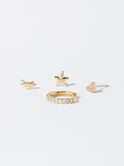 PARFOIS Conjunto De Pendientes Con Circonitas Dorado Best
