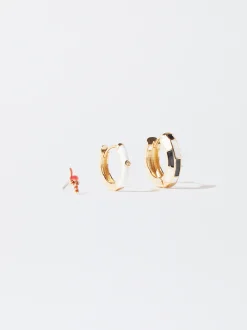 PARFOIS Conjunto De Pendientes Con Circonitas Y Esmalte Multicor Shop