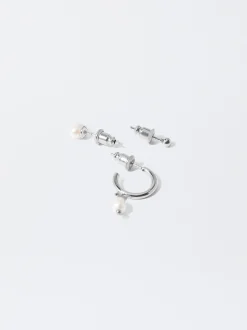 PARFOIS Conjunto De Pendientes Con Perla De Agua Dulce Plateado Online