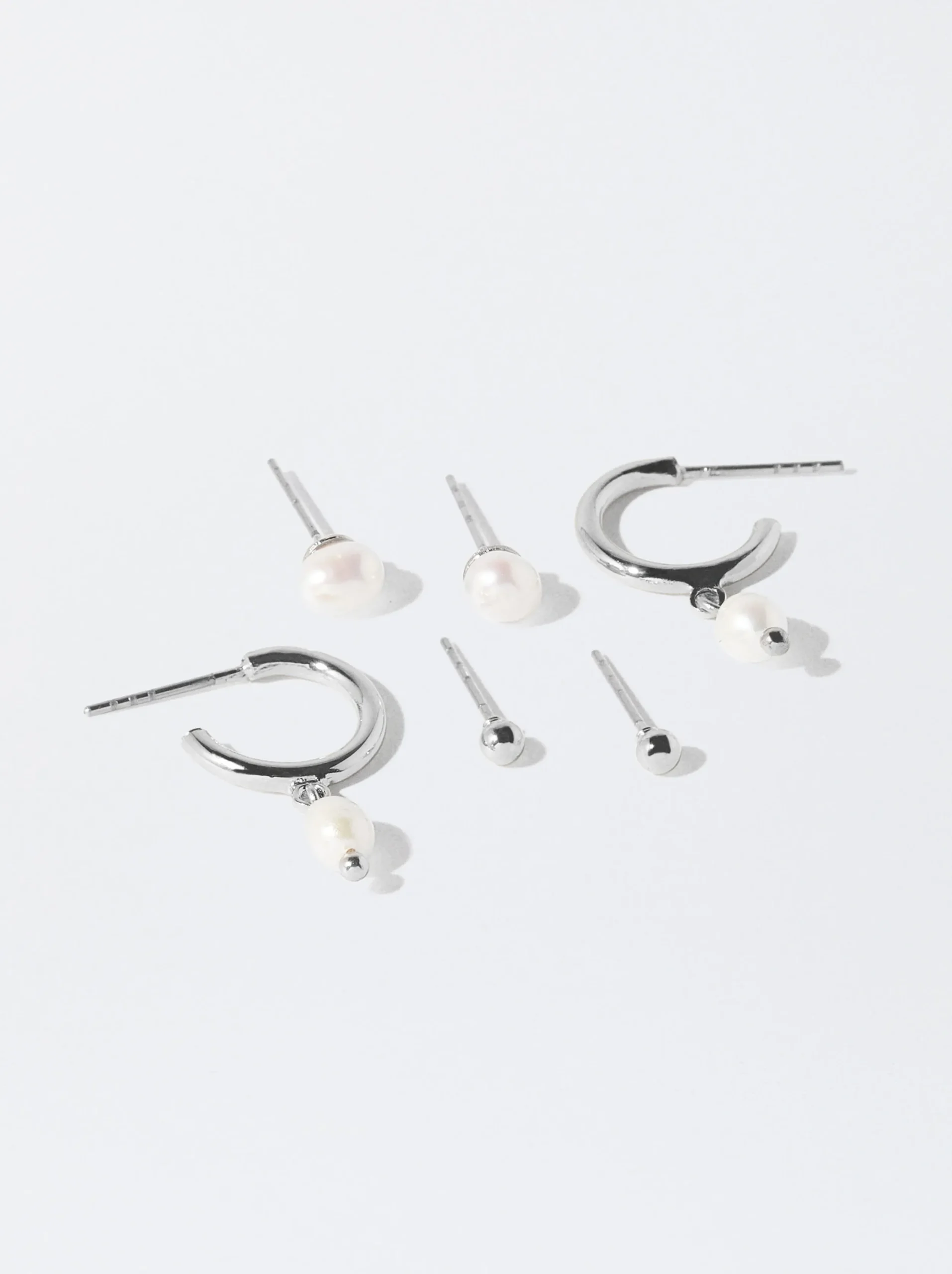 PARFOIS Conjunto De Pendientes Con Perla De Agua Dulce Plateado Online