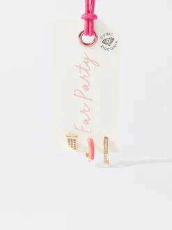 PARFOIS Conjunto De Pendientes Con Circonitas Y Esmalte Multicor Cheap