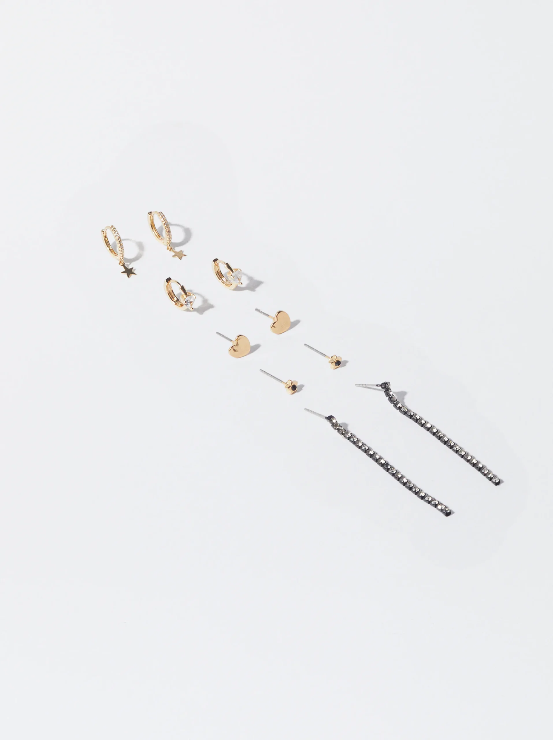 PARFOIS Conjunto De Pendientes Con Cristales Negro Best Sale