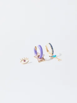 PARFOIS Conjunto De Pendientes Con Charms Y Circonitas Multicor Hot