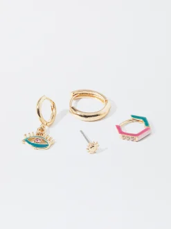 PARFOIS Conjunto De Pendientes Con Circonitas Multicor Hot