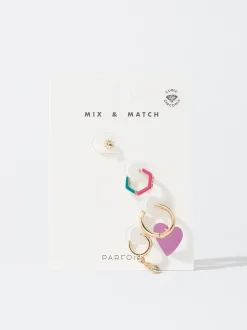 PARFOIS Conjunto De Pendientes Con Circonitas Multicor Hot
