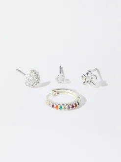 PARFOIS Conjunto De Pendientes Con Circonitas Multicor Fashion