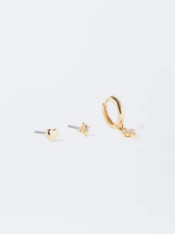 PARFOIS Conjunto De Pendientes Con Circonitas Dorado Cheap