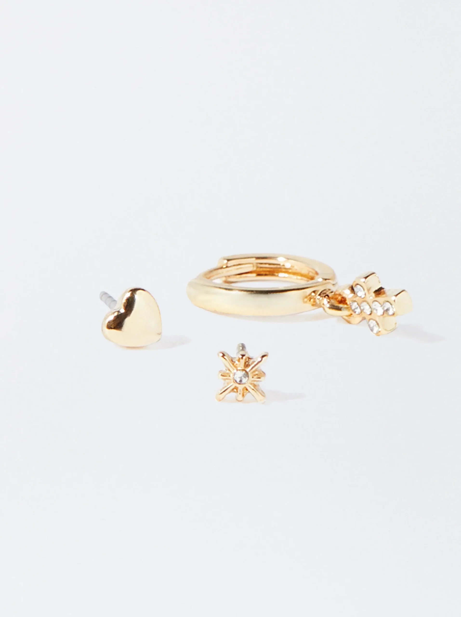 PARFOIS Conjunto De Pendientes Con Circonitas Dorado Cheap