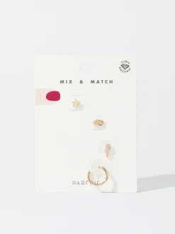 PARFOIS Conjunto De Pendientes Con Cristales Dorado Shop