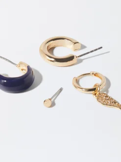 PARFOIS Conjunto De Pendientes Dorados Azul Flash Sale