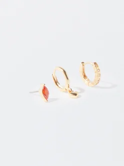 PARFOIS Conjunto De Pendientes Dorados Con Circonitas Multicor Discount