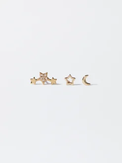 PARFOIS Conjunto De Pendientes s Con Circonitas Dorado Hot