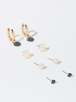 PARFOIS Conjunto De Pendientes Dorados Multicor Hot
