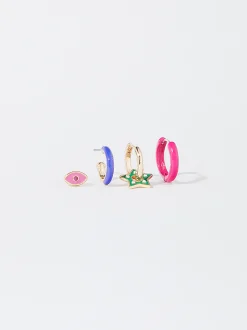 PARFOIS Conjunto De Pendientes Esmaltados Multicor Sale
