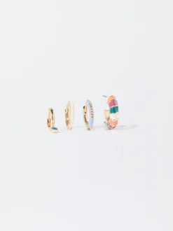 PARFOIS Conjunto De Pendientes Esmaltados Multicor Sale
