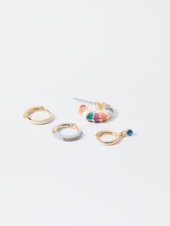PARFOIS Conjunto De Pendientes Esmaltados Multicor Sale