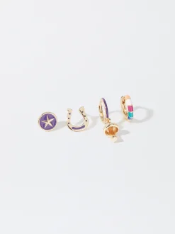 PARFOIS Conjunto De Pendientes Esmaltados Multicor Flash Sale