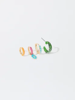 PARFOIS Conjunto De Pendientes Esmaltados Multicor Flash Sale