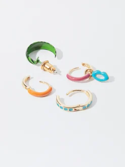 PARFOIS Conjunto De Pendientes Esmaltados Multicor Flash Sale