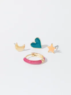 PARFOIS Conjunto De Pendientes Esmaltados Multicor Cheap