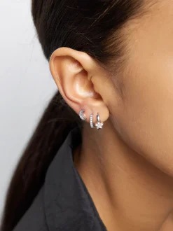PARFOIS Conjunto De Pendientes Plateados Con Circonitas Multicor New