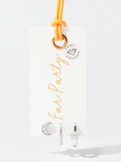 PARFOIS Conjunto De Pendientes Plateados Con Circonitas Multicor New