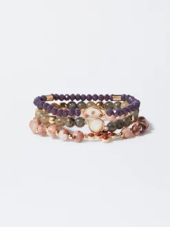 PARFOIS Conjunto De Pulseras El&aacute;sticas Con Piedra Multicor Clearance