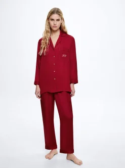 PARFOIS Conjunto Pijama Personalizable Con Antifaz Rojo Fashion