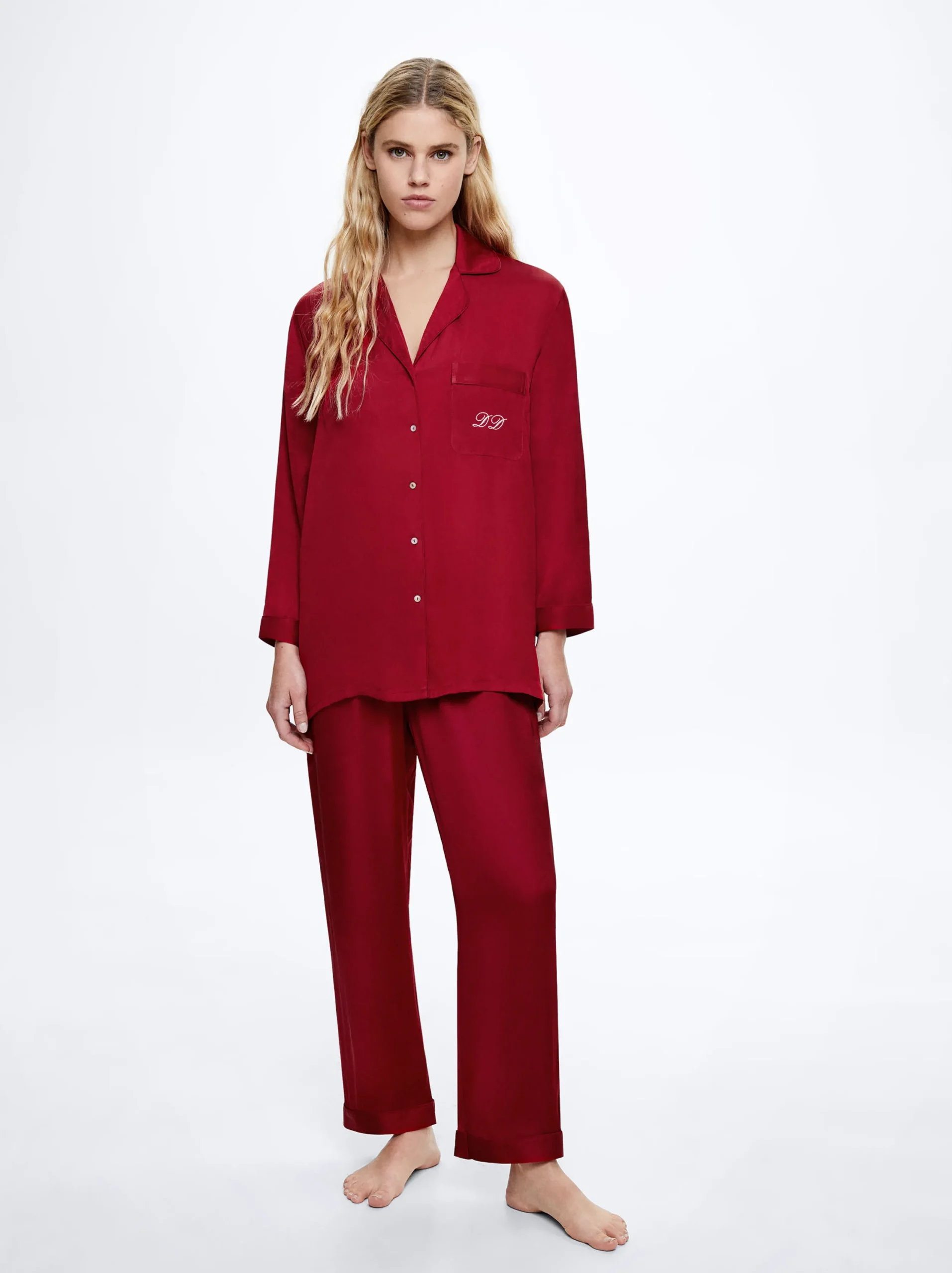 PARFOIS Conjunto Pijama Personalizable Con Antifaz Rojo Fashion