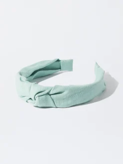 PARFOIS Diadema Ancha Nudo Lino Azul Store