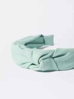 PARFOIS Diadema Ancha Nudo Lino Azul Store