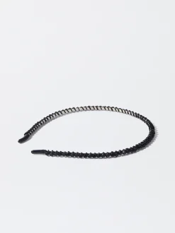 PARFOIS Diadema Fina Con Cristales Negro Fashion