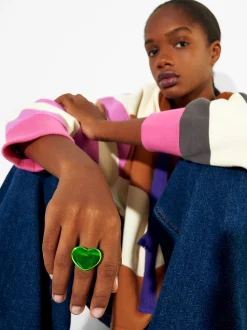 PARFOIS Exclusivo Online - Anillo Coraz&oacute;n Metalizado Verde Cheap