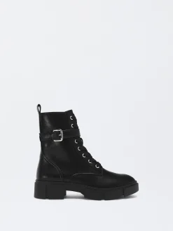 PARFOIS Exclusivo Online - Botín Con Cordones Y Hebilla Negro Best Sale