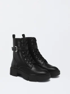 PARFOIS Exclusivo Online - Bot&iacute;n Con Cordones Y Hebilla Negro Best Sale