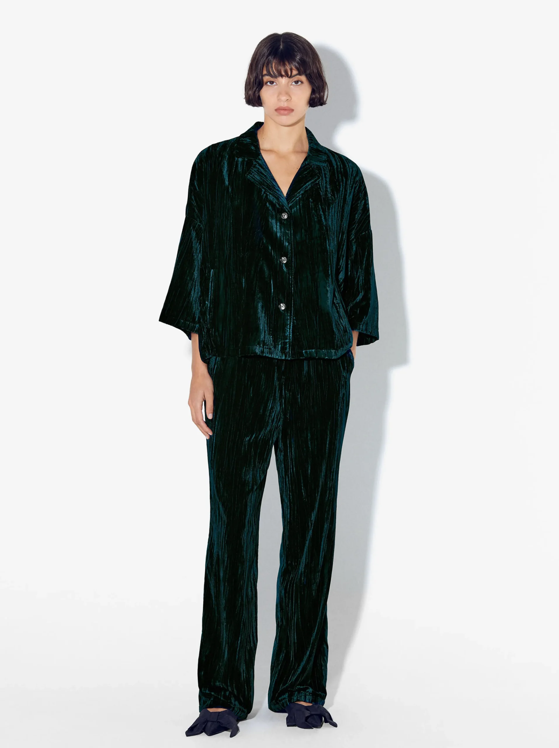 PARFOIS Exclusivo Online - Camisa De Terciopelo Azul Flash Sale