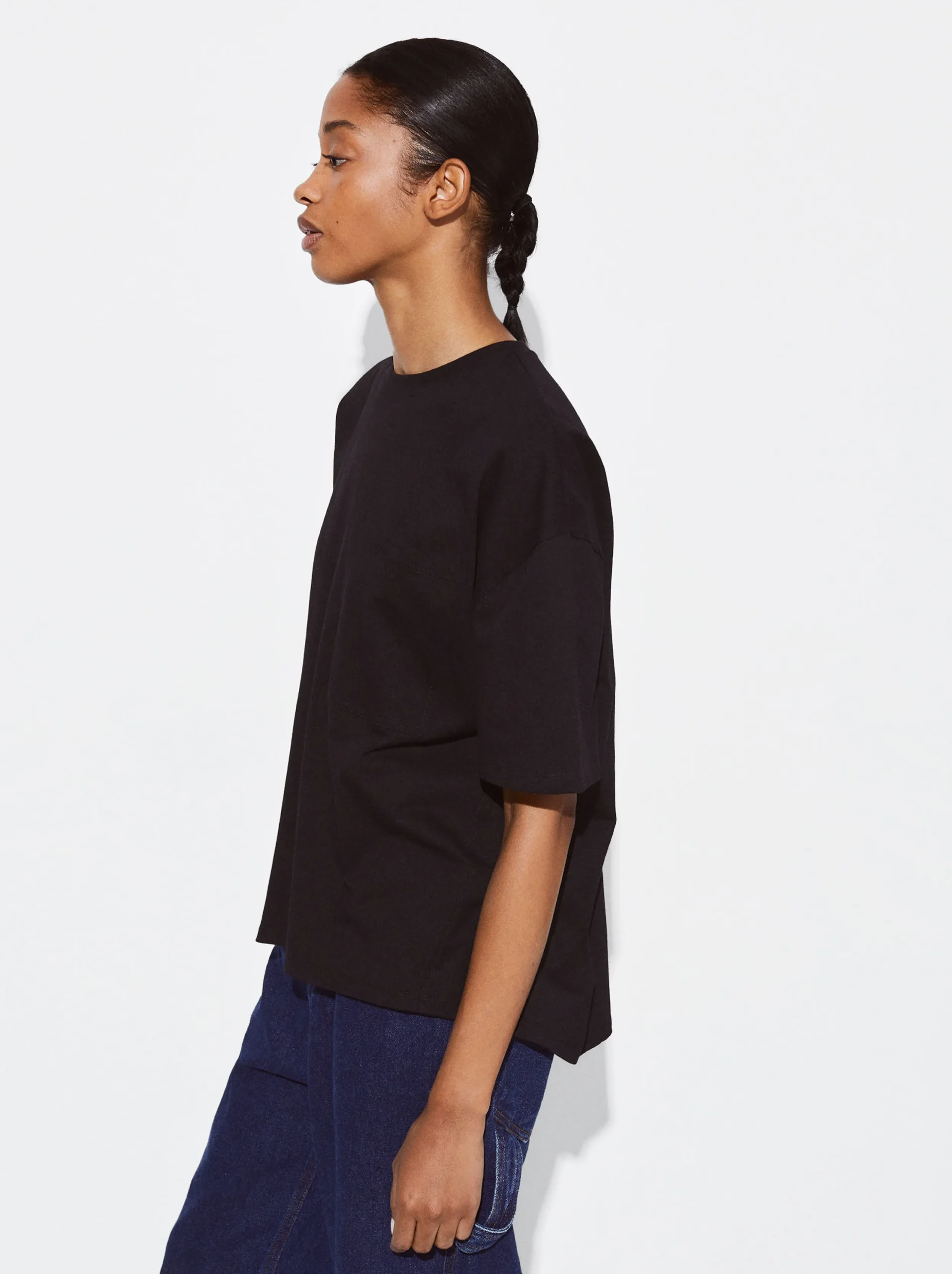 PARFOIS Exclusivo Online - Camiseta Algodón Con Bolsillo Negro Best Sale