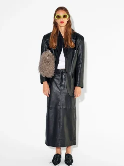 PARFOIS Exclusivo Online - Falda Larga De Piel Negro New