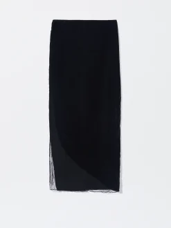 PARFOIS Exclusivo Online - Falda Terciopelo Con Detalle De Encaje Negro Hot