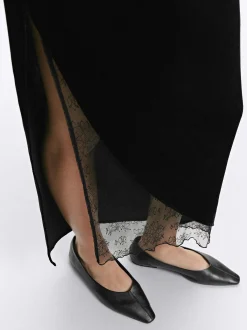 PARFOIS Exclusivo Online - Falda Terciopelo Con Detalle De Encaje Negro Hot