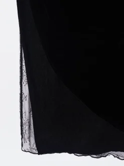 PARFOIS Exclusivo Online - Falda Terciopelo Con Detalle De Encaje Negro Hot