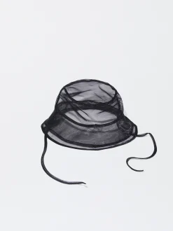 PARFOIS Exclusivo Online - Gorro Bucket Organza Negro Fashion